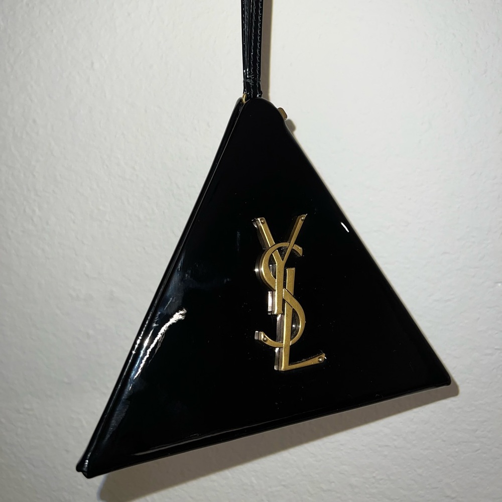 Saint Laurent Pyramid Box Patent Leather Bag.